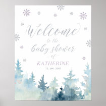Winter Wonderland Girl Baby Shower Welcome Sign