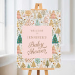 Winter Wonderland Girl Baby Shower Welcome Sign<br><div class="desc">Our elegant Pink Winter Girl Baby Shower Welcome Sign will add a bit of Christmas festive charm to your Winter Wonderland Event. Matching items in our store Cava Party Designs.</div>