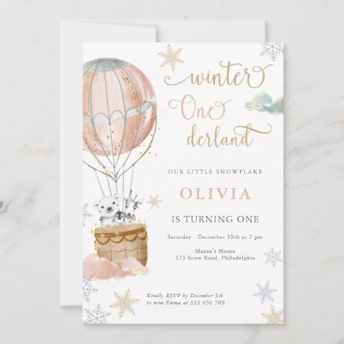 Winter Wonderland Girl first Birthday Invitation