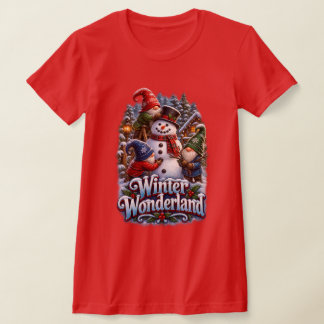 Winter Wonderland Gnomes Snowman T-Shirt