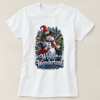 Winter Wonderland Gnomes Snowman T-Shirt