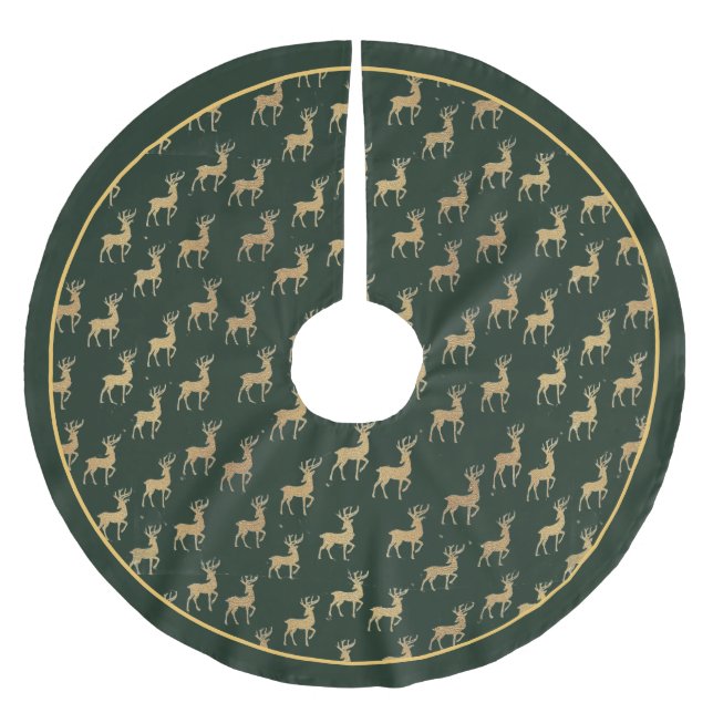Winter Wonderland Gold Reindeer Tree Skirt (Front)
