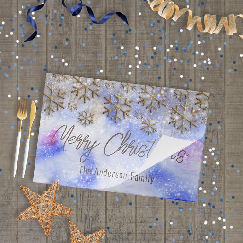 Winter Wonderland Gold Snowflakes Paper Placemat