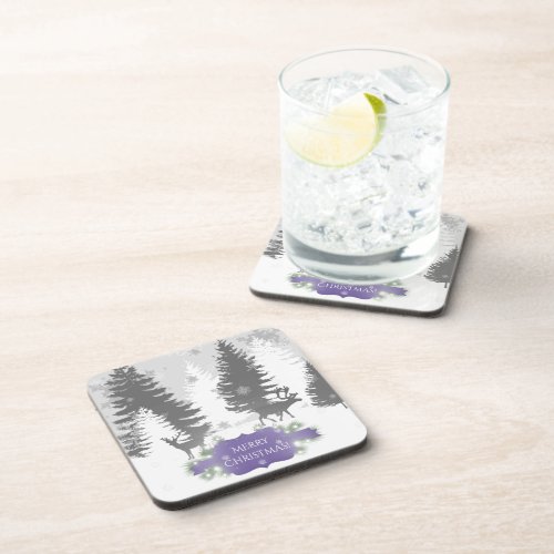 Winter Wonderland Hard plastic coaster _ Purple