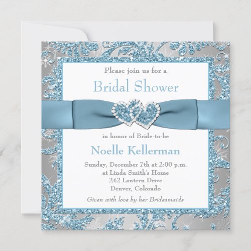 Winter Wonderland Hearts Bridal Shower Invite