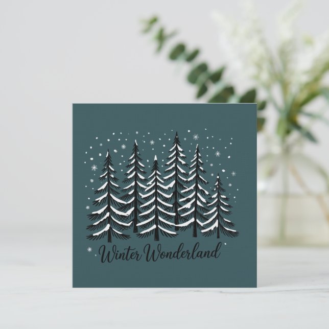Winter Wonderland Holiday Forest Evergreen Tree Invitation (Standing Front)