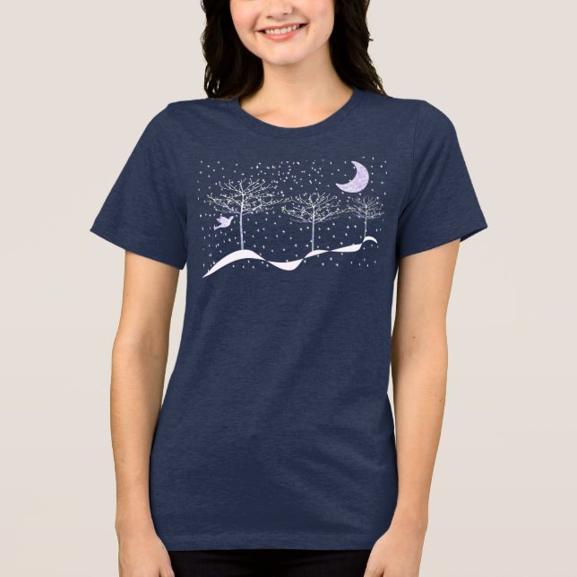 Winter Wonderland Holiday Forest Trees and Snow Tri-Blend Shirt (Front)