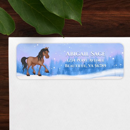 Winter Wonderland Horse and Snow Address Label