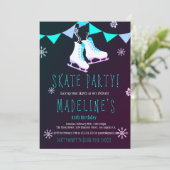 Winter Wonderland Ice Skate Girl Chalkboard Party Invitation (Standing Front)