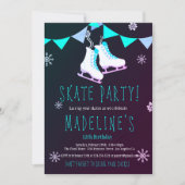 Winter Wonderland Ice Skate Girl Chalkboard Party Invitation (Front)