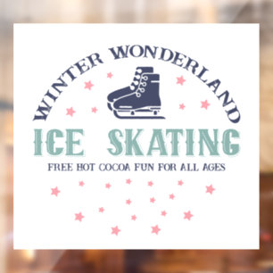Winter wonderland ice skating window cling