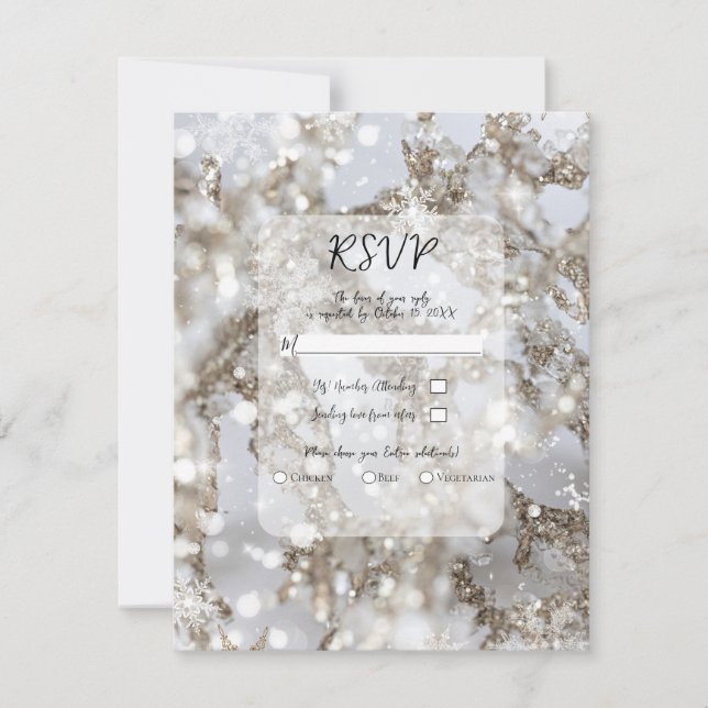 Winter Wonderland Icicle Glitz Wedding RSVP  Invitation (Front)