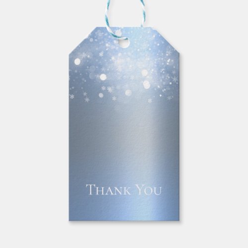 Winter Wonderland Icy Blue Silver Sparkling Lights Gift Tags