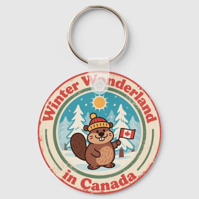 Winter Wonderland in Canada Art Keychain (Front)