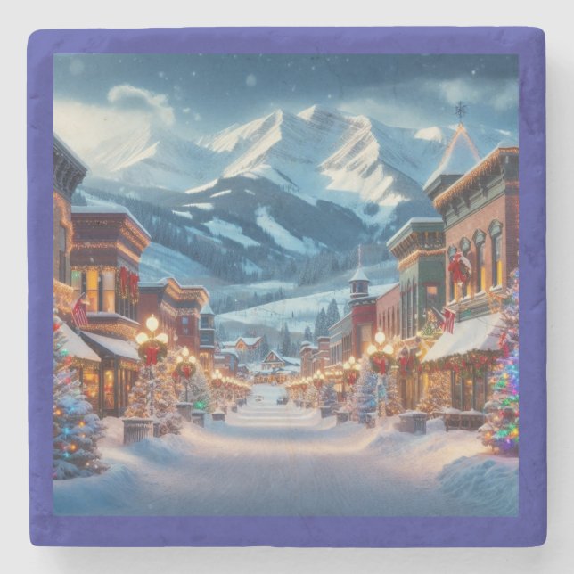 Winter Wonderland in Crested Butte, Colorado Stone Coaster (Front)