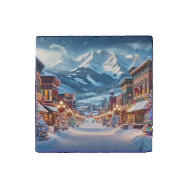 Winter Wonderland in Crested Butte, Colorado Stone Magnet (Front)
