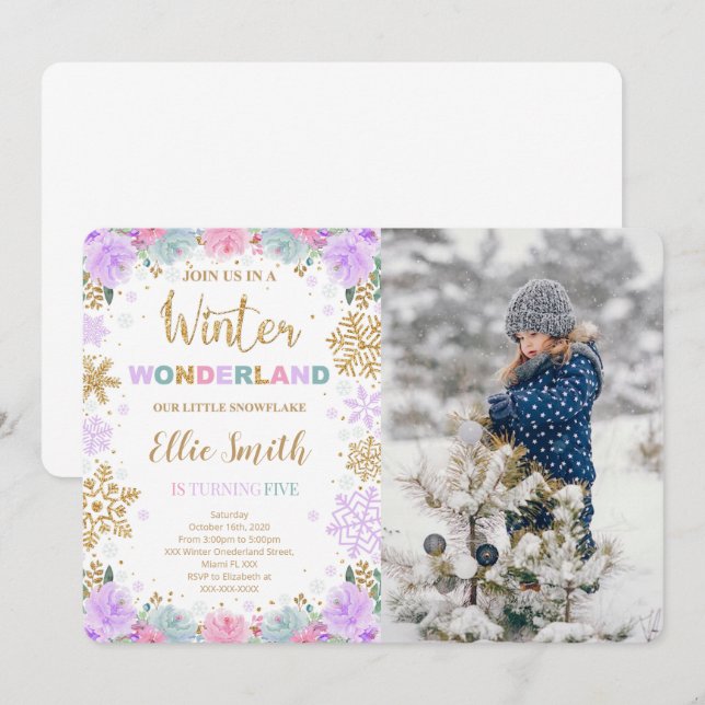 Winter Wonderland Invitation With photo (Front/Back)