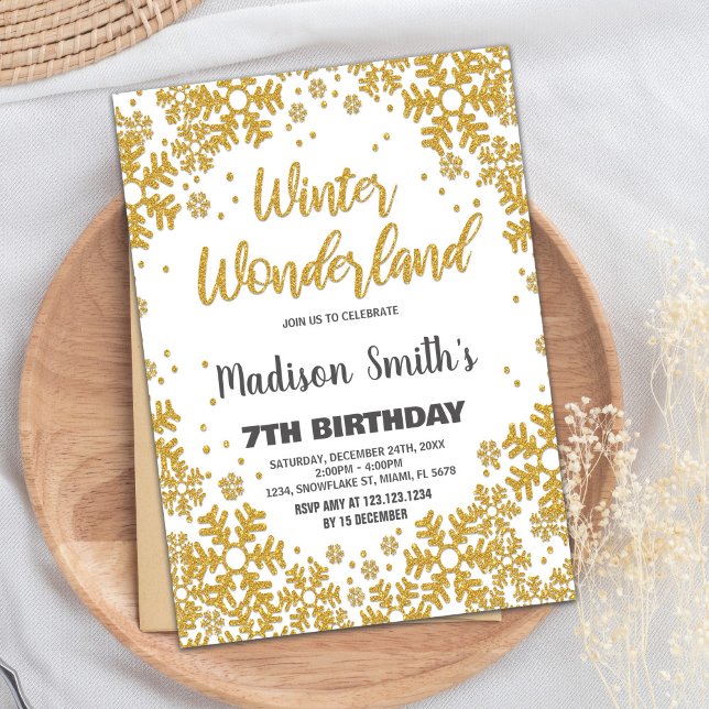 Winter Wonderland Invitations Gold Glitter (Winter Wonderland Invitations Gold Glitter)