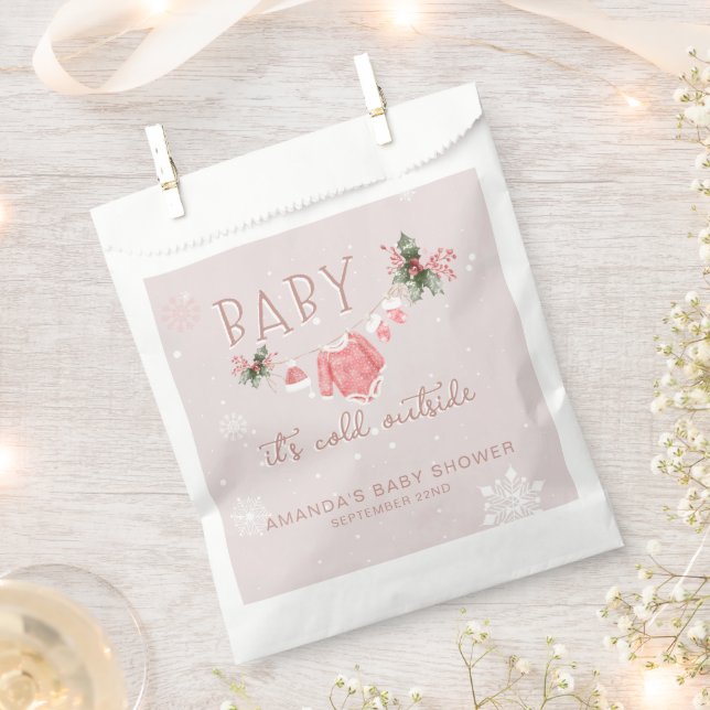 Winter Wonderland It's Cold Outside Baby Shower Favor Bag (Clipped)