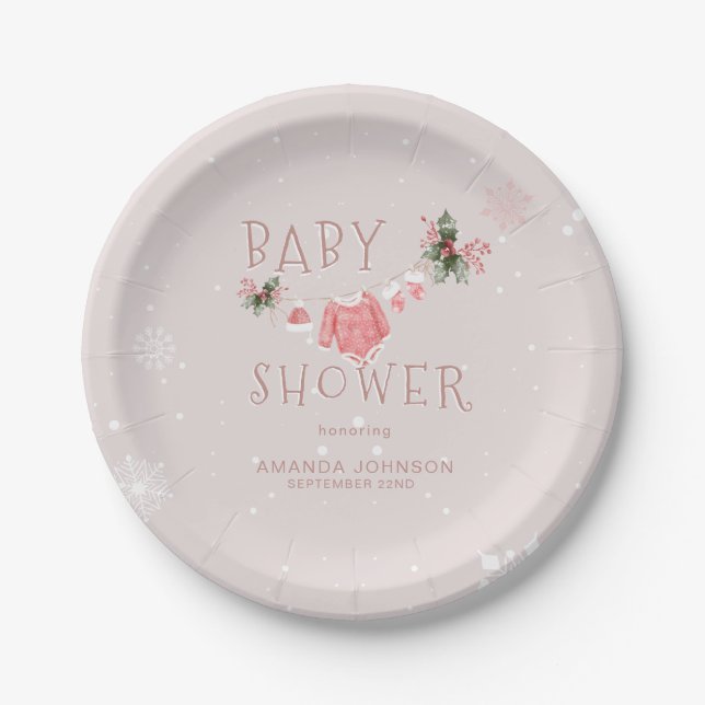 Winter Wonderland It's Cold Outside Baby Shower Paper Plates (Front)