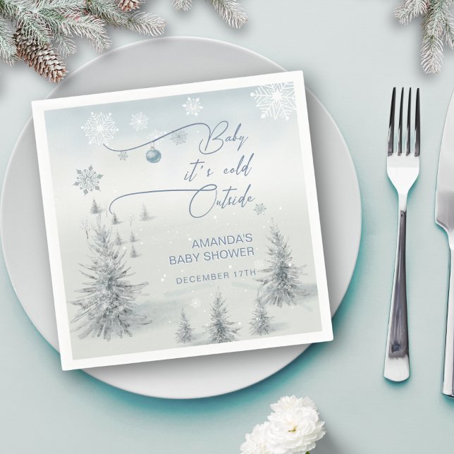 Winter Wonderland Its Cold Outside Boy Baby Shower Napkins (Creator Uploaded)