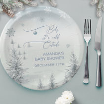 Winter Wonderland Its Cold Outside Boy Baby Shower Paper Plates