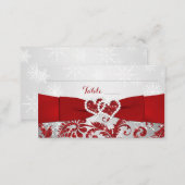 Winter Wonderland, Joined Hearts Place Cards - Red (Front/Back)