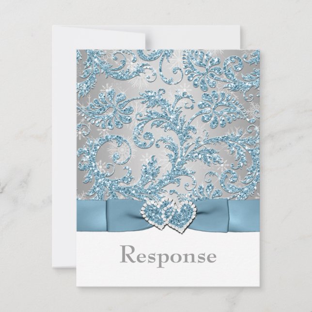 Winter Wonderland Joined Hearts RSVP Card (Front)