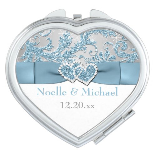Winter Wonderland Joined Hearts Wedding Compact Compact Mirror