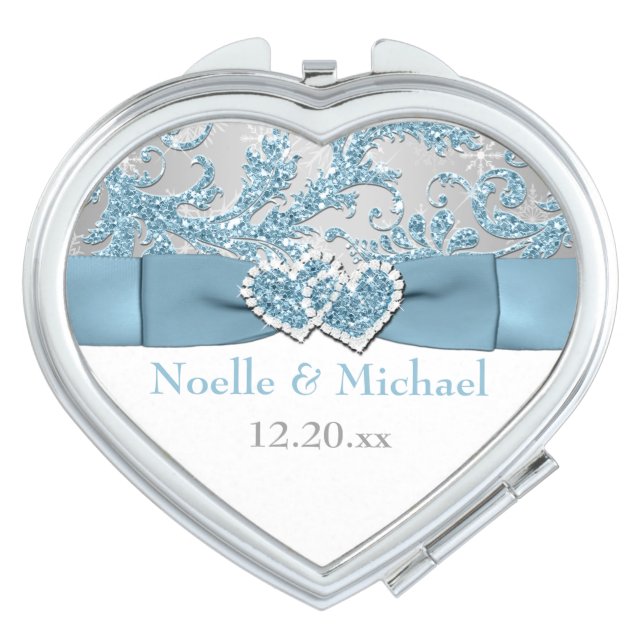 Winter Wonderland, Joined Hearts Wedding Compact Compact Mirror (Front)