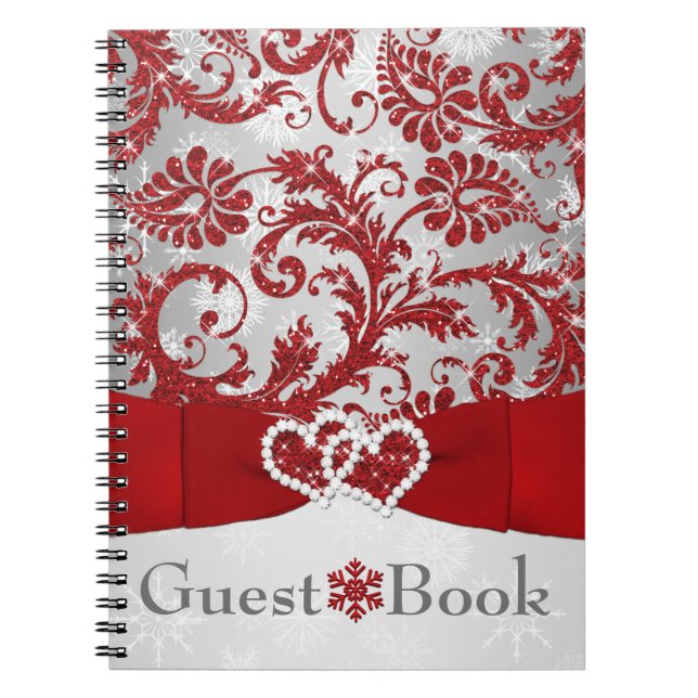 Winter Wonderland Joined Hearts Wedding Guest Book (Front)