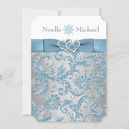 Winter Wonderland Joined Hearts Wedding Invite 3