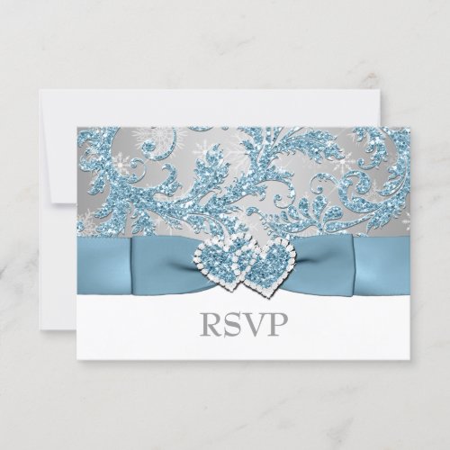 Winter Wonderland Joined Hearts Wedding RSVP 2