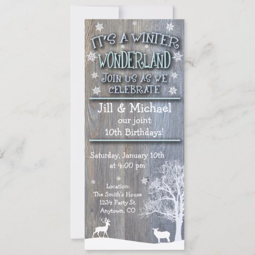 Winter Wonderland Joint Birthday Invitations