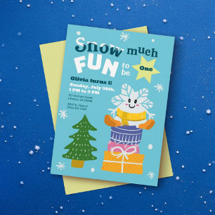 Winter Wonderland Kids 1st Birthday Party Invites