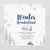 Winter Wonderland - Kids Birthday Invitation - Boy (Front/Back)
