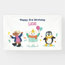 Winter Wonderland Kids Birthday Party Banner