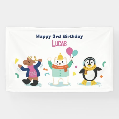 Winter Wonderland Kids Birthday Party Banner