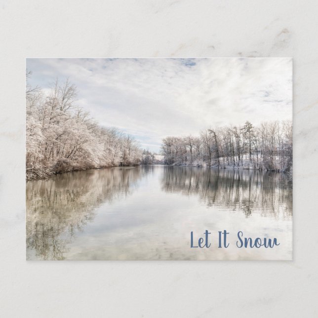 Winter Wonderland|Let It Snow|Blue White Holiday Postcard (Front)