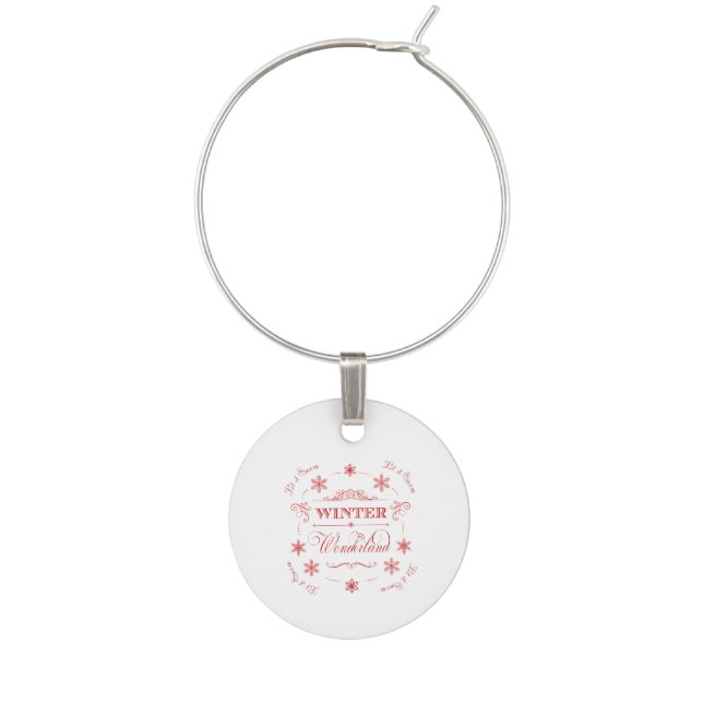 Winter Wonderland Let it Snow Christmas Holiday Wine Glass Charm (Front)