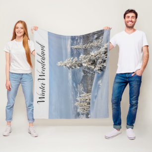 Winter Wonderland light grey snow photo Fleece Blanket