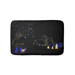 Winter Wonderland Lights Blue and White Holiday Bath Mat