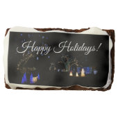 Winter Wonderland Lights Blue and White Holiday Brownie (Front)
