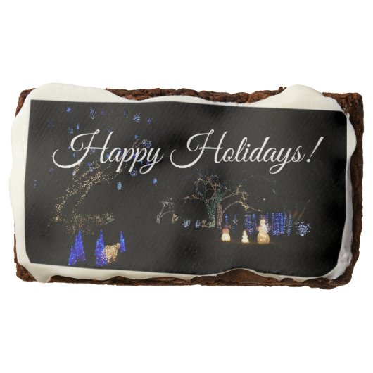 Winter Wonderland Lights Blue and White Holiday Brownie (Front)