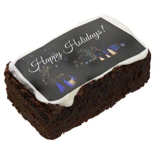Winter Wonderland Lights Blue and White Holiday Brownie (Angled)