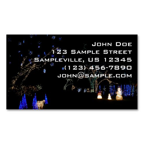 Winter Wonderland Lights Blue and White Holiday Business Card Magnet