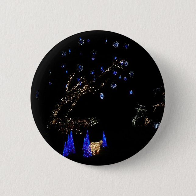 Winter Wonderland Lights Blue and White Holiday Button (Front)