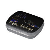 Winter Wonderland Lights Blue and White Holiday Candy Tin (Side)