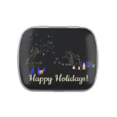 Winter Wonderland Lights Blue and White Holiday Candy Tin (Top)