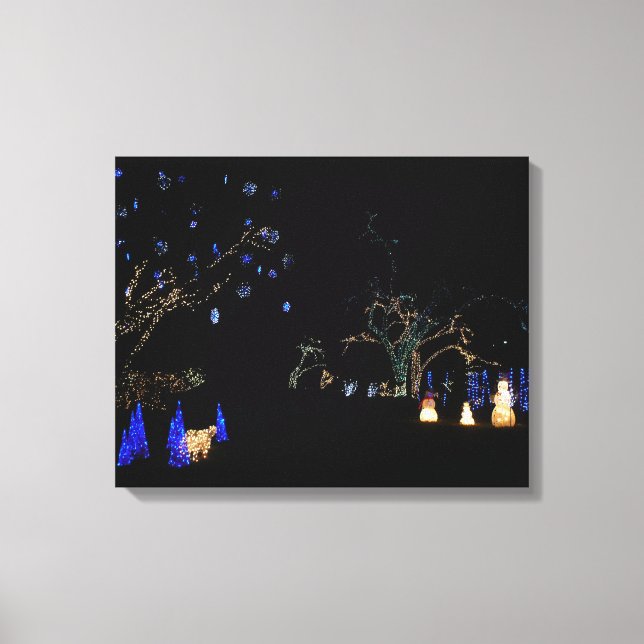 Winter Wonderland Lights Blue and White Holiday Canvas Print (Front)